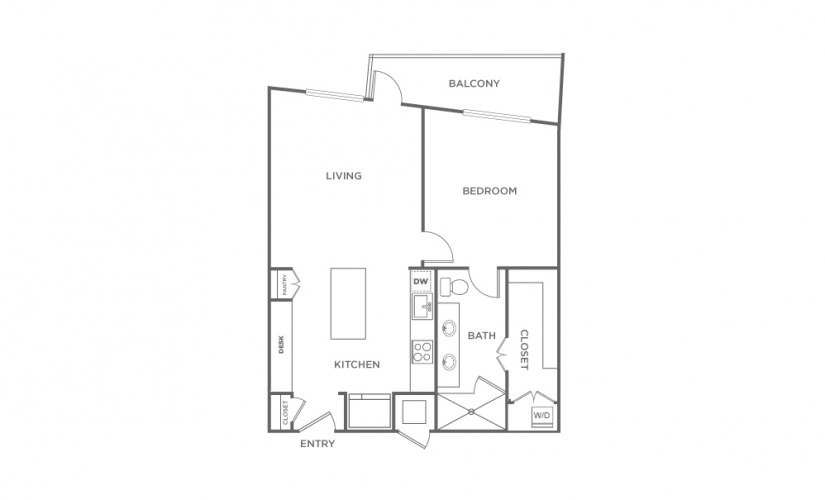 A2.1 - 1 bedroom floorplan layout with 1 bathroom and 798 - 799 square feet